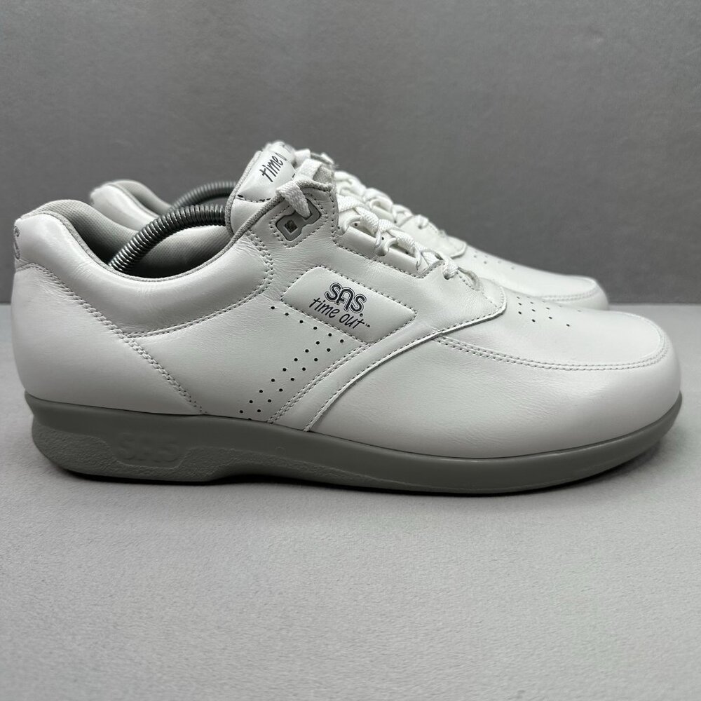 SAS Time Out Mens Size‎ 12 (N) Shoes White Leather Diabetic Walking Orthopedic